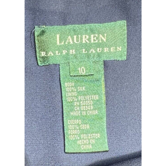 Lauren Ralph Lauren Women's Silk Sleveless Cocktail Evening Dress Midi Navy 10 - Picture 5 of 5